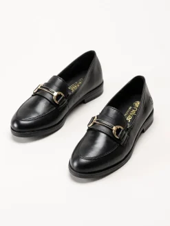 Rieker - Svarta loafers i skinn