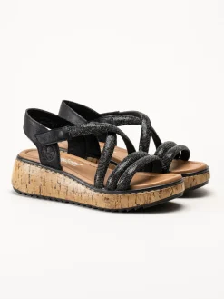 Rieker - Svarta platåsandaletter
