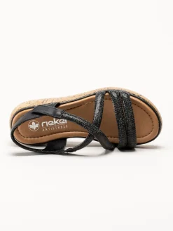 Rieker - Svarta platåsandaletter