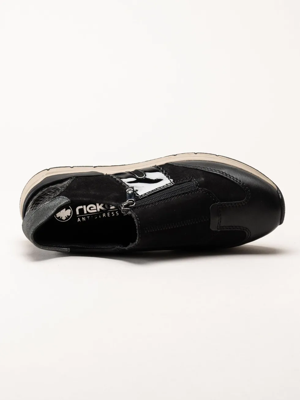 Rieker - Svarta promenadsneakers i nubuck och skinn