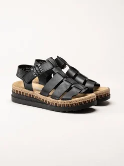 Rieker - Svarta sandaler i skinn