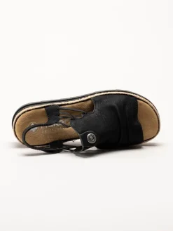 Rieker - Svarta sandaler med kilklack