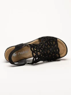Rieker - Svarta sandaletter med kilklack