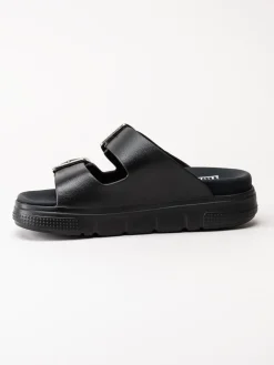 Rieker - Svarta slip in sandaler i skinnimitation