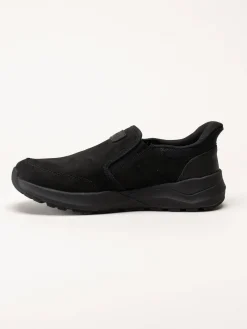 Rieker - Svarta slip on promenadskor i oljad nubuck