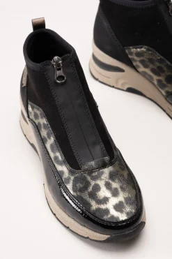 Rieker - Svarta sneakerboots med kilklack