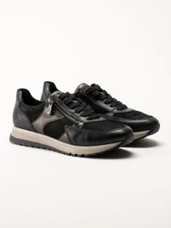 Rieker - Svarta sneakers i nubuck och skinn