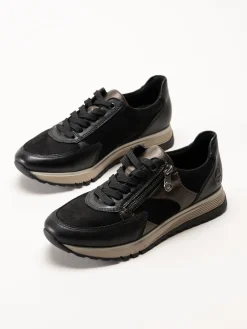 Rieker - Svarta sneakers i nubuck och skinn