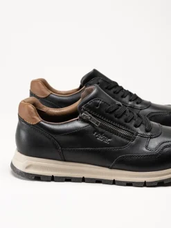 Rieker - Svarta sneakers i skinn