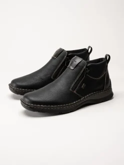 Rieker - Svarta ullfodrade boots i skinn