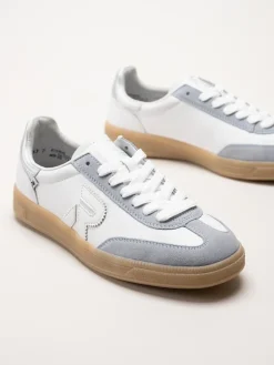 Rieker - Vita retro sneakers i skinn och mocka