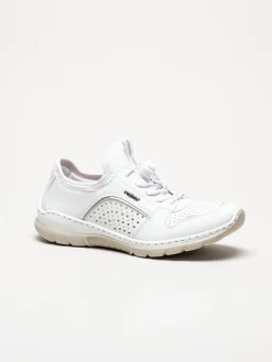 Rieker - Vita slip on skor i skinnimitation