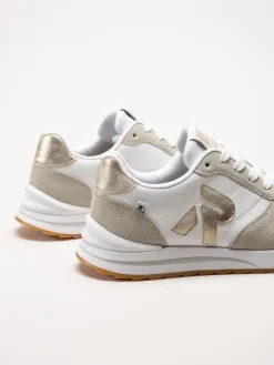 Rieker - Vit beige sneakers i skinn och mocka