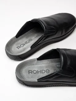 Rohde - Svarta slip in tofflor i skinn