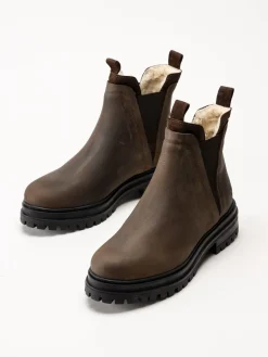 Rosa Negra - Bruna fodrade chelsea boots i oljad nubuck