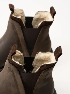 Rosa Negra - Bruna fodrade chelsea boots i oljad nubuck