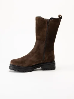 Rosa Negra - Bruna höga resårboots i mocka