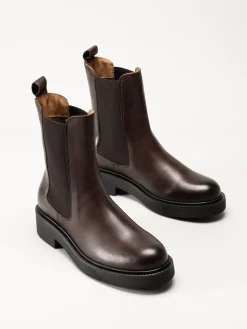 Rosa Negra - Mörkbruna chelsea boots i skinn