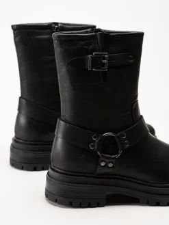 Rosa Negra - Svarta bikerboots i skinn