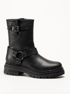 Rosa Negra - Svarta bikerboots i skinn