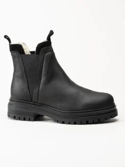 Rosa Negra - Svarta fodrade chelsea boots i oljad nubuck