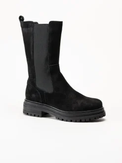 Rosa Negra - Svarta höga resårboots i mocka