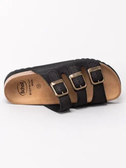 Scholl - Rio - Svarta slip in sandaler i nubuck