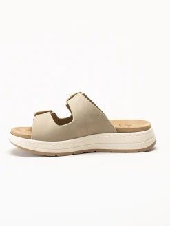 Scholl - Scilla 2 Buckles - Beige sandaler i mocka