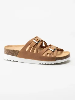 Scholl - Ystad - Ljusbruna slip in sandaler i nubuck