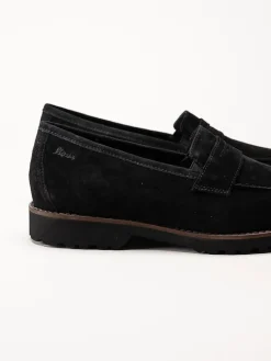 Sioux - Meredith - Svarta loafers i mocka