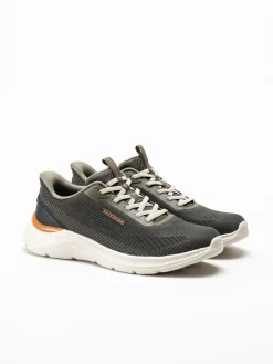 Skechers - Slip-Ins Garner - Mörkgröna slip-Ins sneakers i mesh