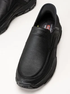 Skechers - Slip-Ins Respected - Elgin - Svarta slip-Ins promenadskor i skinn