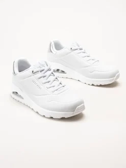 Skechers - Uno - Shimmer Away - Vita sneakers i skinnimitation