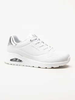 Skechers - Uno - Shimmer Away - Vita sneakers i skinnimitation