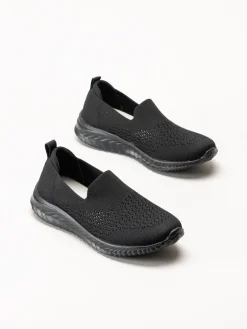Soft Comfort - Turnpike - Svarta sneakers i stickad textil
