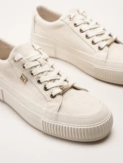 S.Oliver - Beige platåsneakers i textil