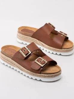 Sweeks - Sonja - Bruna slip in sandaler med repklädd sula