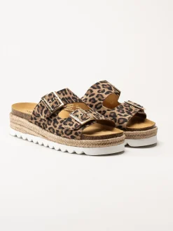 Sweeks - Sonja - Leopardmönstrade slip in sandaler i mocka