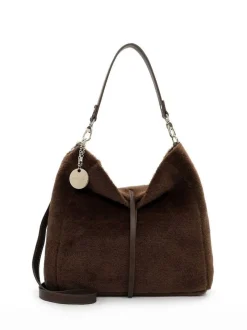 Tamaris bags - Gaja Pouch M - Brun mjuk väska i fuskpäls