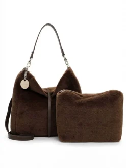 Tamaris bags - Gaja Pouch M - Brun mjuk väska i fuskpäls