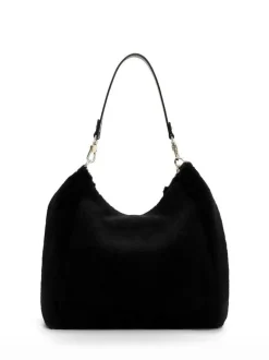 Tamaris bags - Gaja Pouch M - Svart mjuk väska i fuskpäls