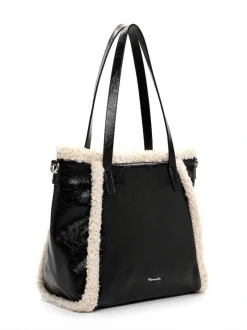 Tamaris bags - Gitta City Shopper M - Svart handväska i blank struktur