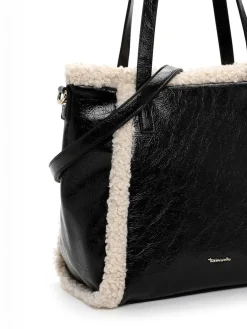 Tamaris bags - Gitta City Shopper M - Svart handväska i blank struktur