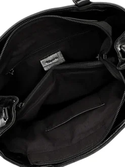 Tamaris bags - Gulia City Shopper L - Svart blank väska med crocomönster