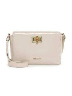 Tamaris Bags - Kristine Handbag with zipper - Ljusbeige mindre handväska i lacksyntet