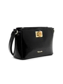 Tamaris Bags - Kristine Handbag with zipper - Svart mindre handväska i lacksyntet