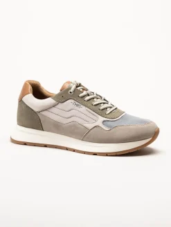 Tamaris Men - Gröna sneakers i mocka och textil