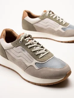Tamaris Men - Gröna sneakers i mocka och textil