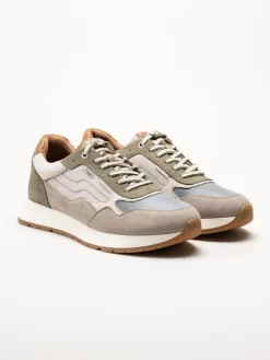 Tamaris Men - Gröna sneakers i mocka och textil