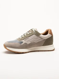 Tamaris Men - Gröna sneakers i mocka och textil